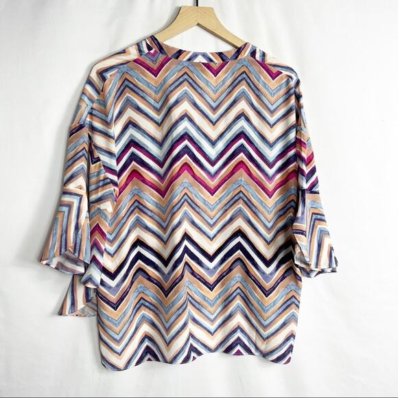 ANTHROPOLOGIE Kachel Jayla Zig Zag Silk Top in Size 4 - Picture 6 of 6